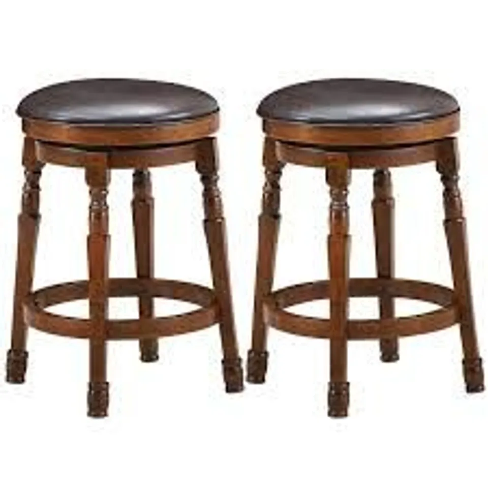 BOXED COSTWAY SET OF 2 24'' SWIVEL BAR STOOL LEATHER PADDED DINING KITCHEN