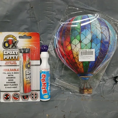 APPROXIMATELY 10 ASSORTED HOUSEHOLD ITEMS TO INCLUDE BINGO DABBER, EPOXY PUTTY, ETC