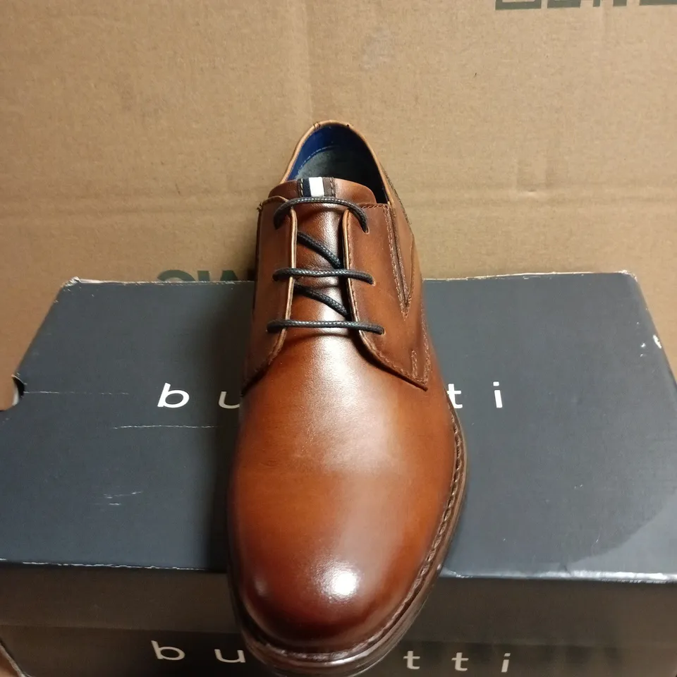 BUGATTI COGNAC BROWN LEATHER DRESS SHOES – UK 7 