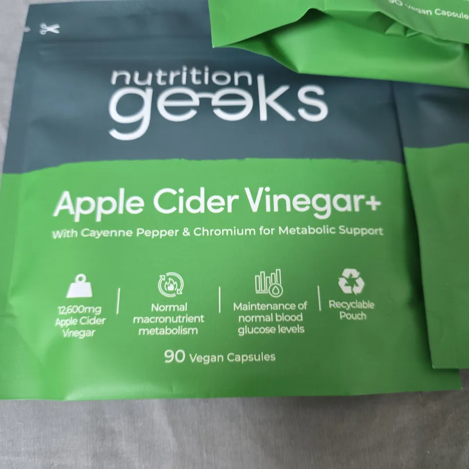 LOT OF 5 NUTRITION GEEKS APPLE CIDER VINEGAR+ 90 CAPSULE SUPPLEMENTS