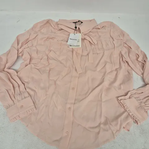WHISTLES TIE DETAIL CREPE BLOUSE IN LIGHT PINK - UK 20