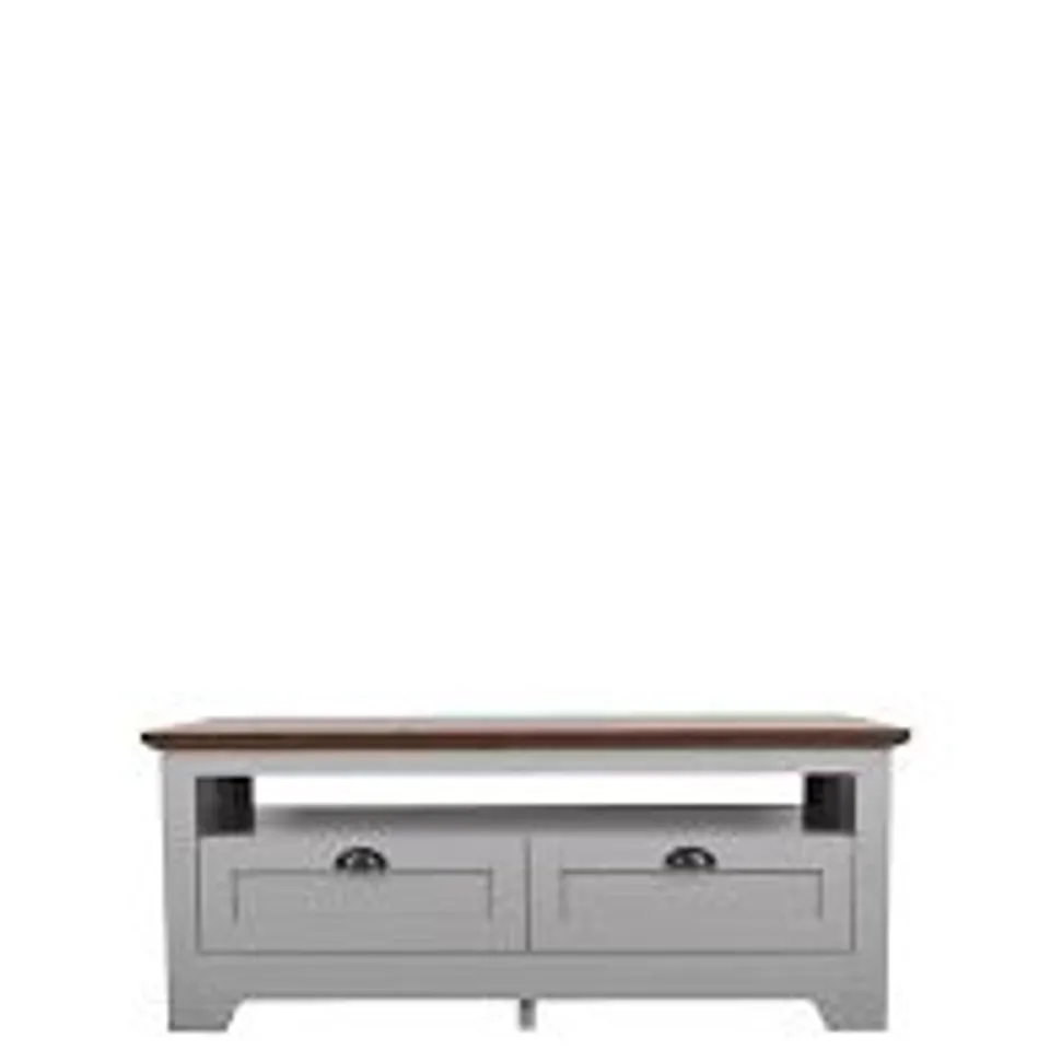 BOXED DEVON STORAGE COFFEE TABLE GREY/WALNUT (1 BOX)