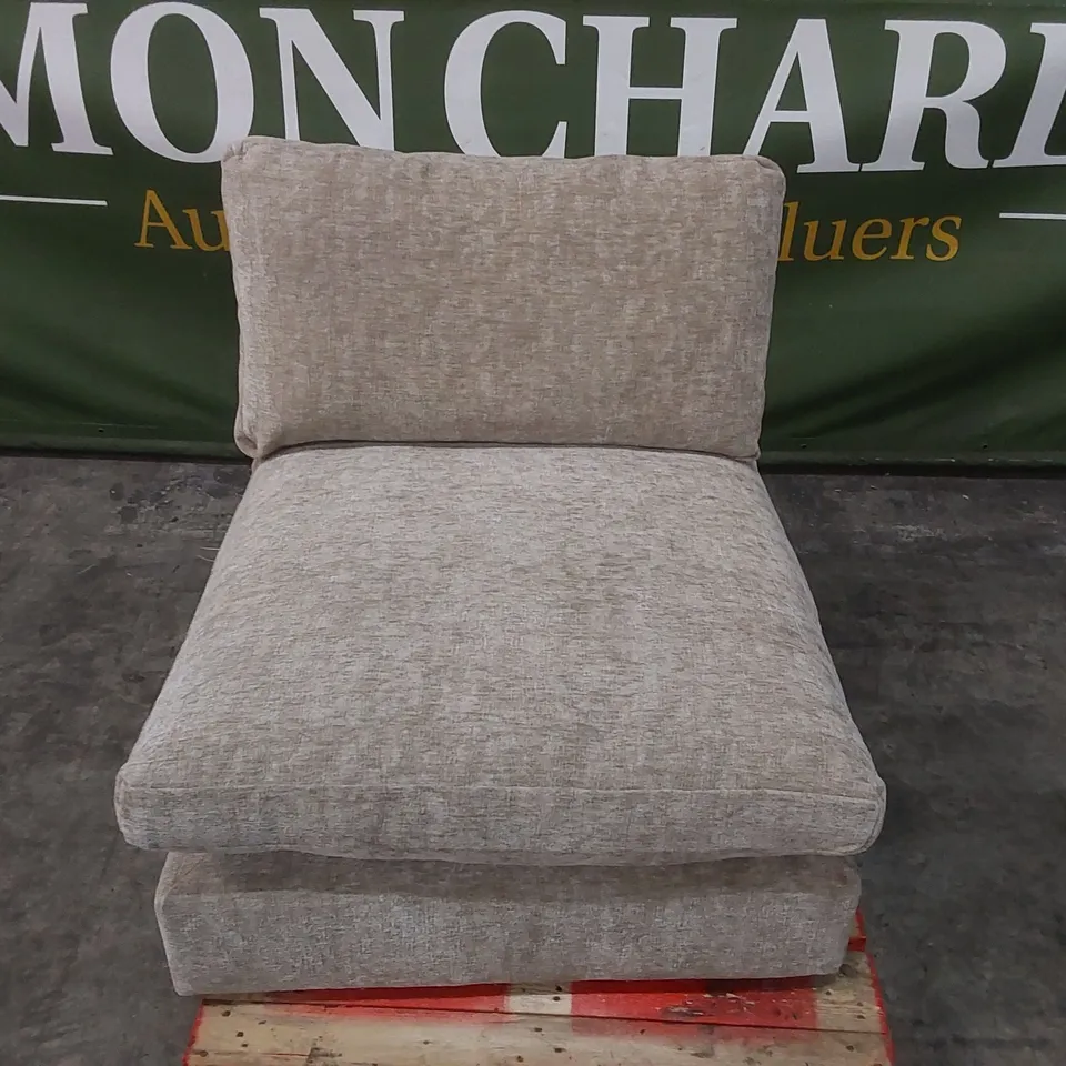 QUALITY DESIGNER FABRIC UPHOLSTERED ARMLESS CHAIR