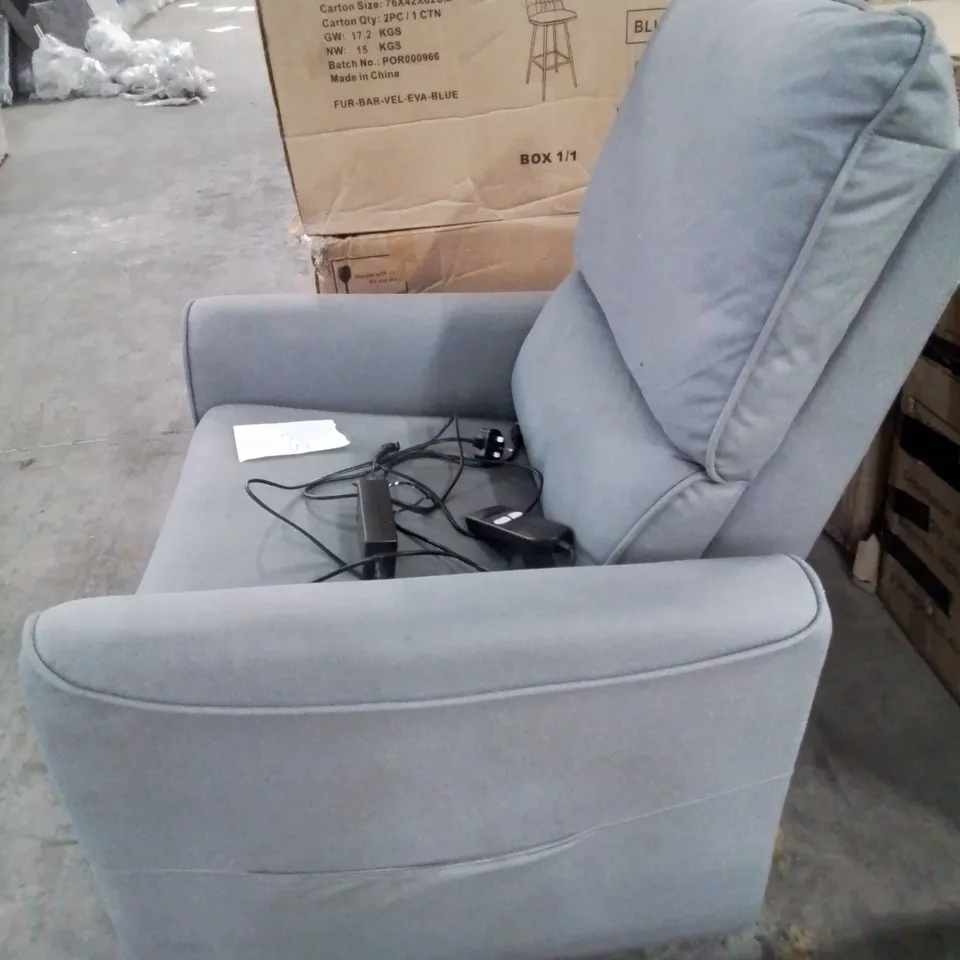 QUALITY DESIGNER GREY FABRIC UPHOLSTERED ELECTRIC RECLINER CHAIR