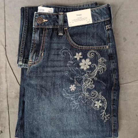 BAGGED HOLLISTER BAGGY LOW-RISE JEANS IN BLUE SIZE 28 REGULAR