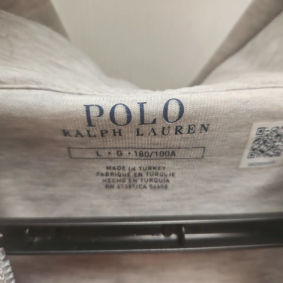 POLO RALPH LAUREN HOODIE – LIGHT GREY, ZIP FRONT, MEN’S UK L