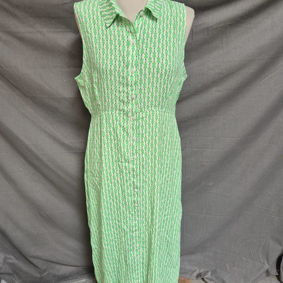 WHISTLES VERTICAL STACK SHIRT DRESS - GREEN - SIZE 16