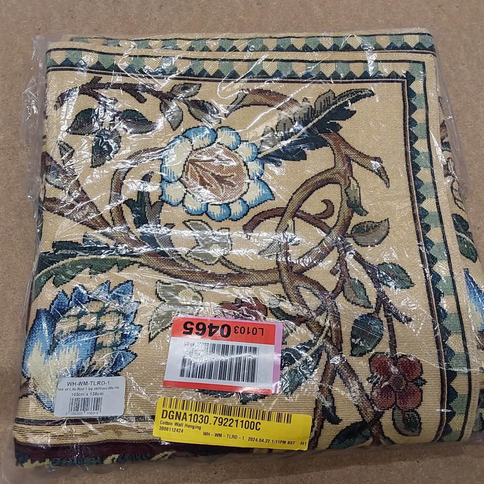 BAGGED COTTON WALL HANGING - TREE OF LIFE RED 1 BY WILLIAM MORRIS (1 ITEM)