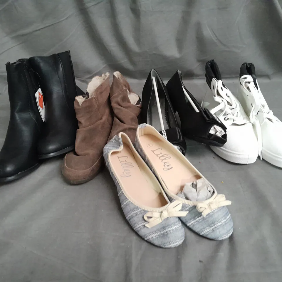 APPROXIMATELY 10 PAIRS OF ASSORTED WOMEN SHOES IN VARIOUS STYLES AND SIZES 