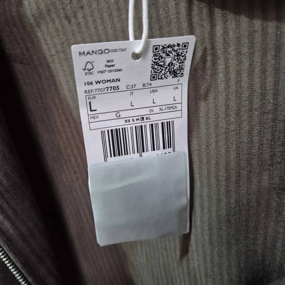 MNG BY MANGO WOMEN'S BROWN CORDUROY ZIP-FRONT JACKET, SIZE L