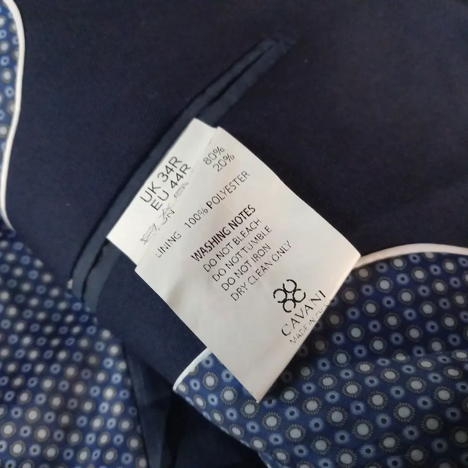 CAVANI NAVY SUIT JACKET AND TROUSERS - UK 34R / 30S