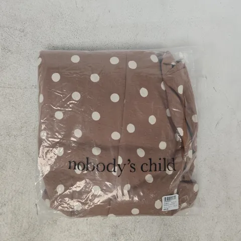 BAGGED NOBODY'S CHILD SHORT SLEEVE STARLIGHT MIDI DRESS IN BROWN SIZE UK 14