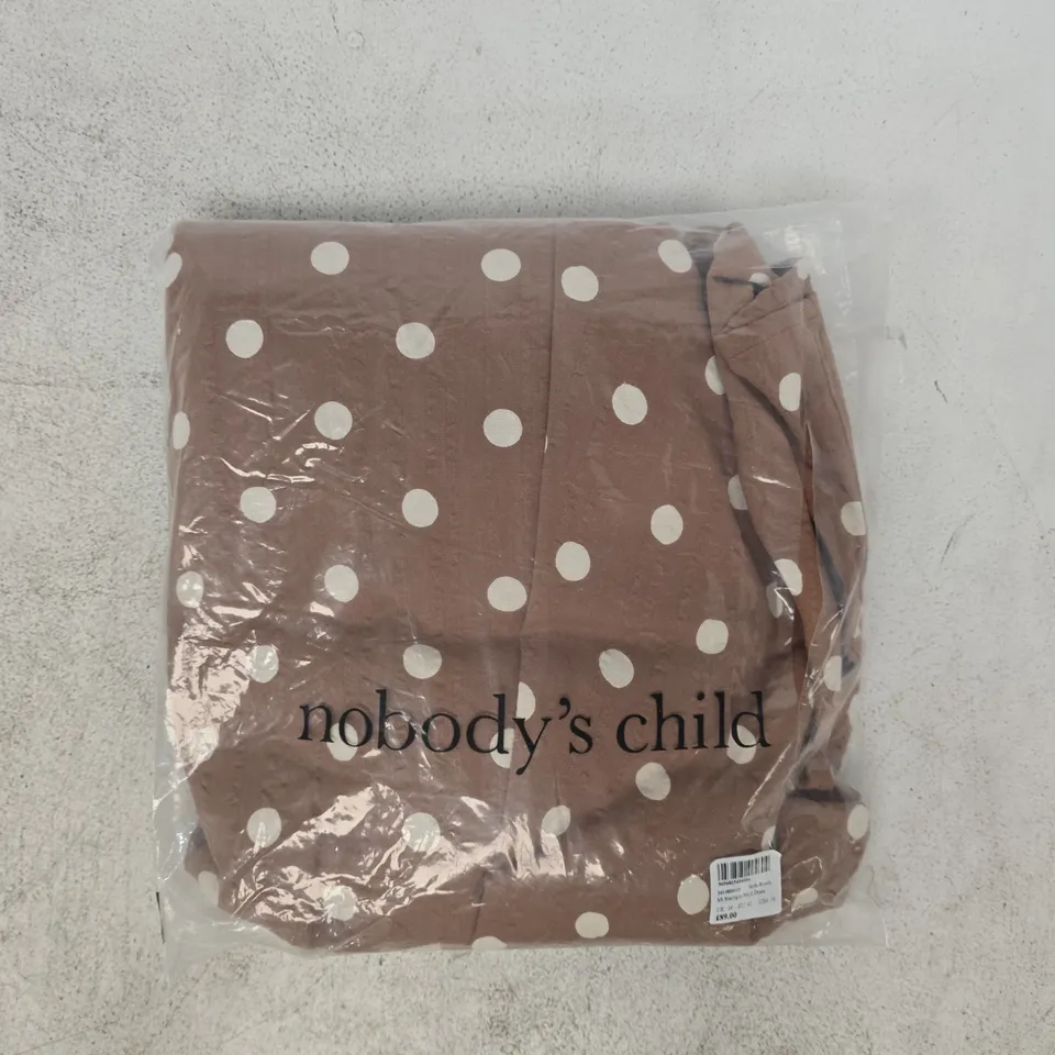 BAGGED NOBODY'S CHILD SHORT SLEEVE STARLIGHT MIDI DRESS IN BROWN SIZE UK 14