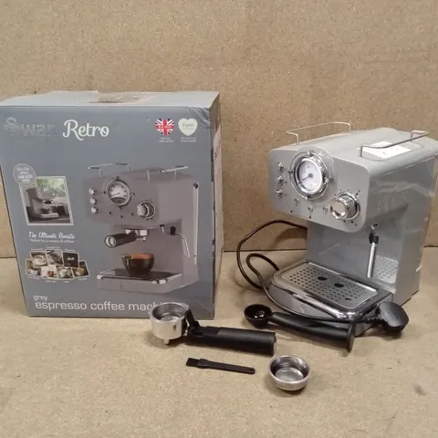 BOXED SWAN RETRO GREY ESPRESSO COFFEE MACHINE