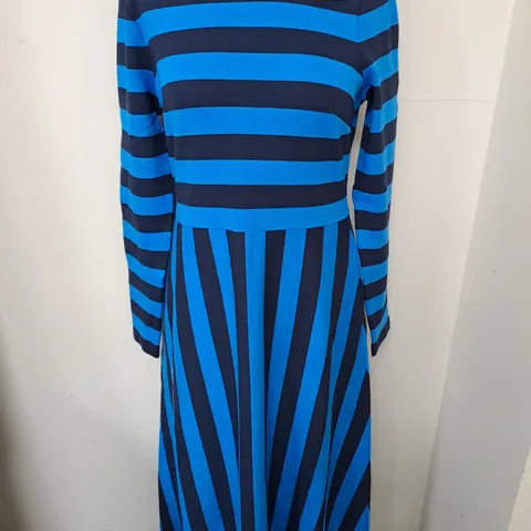 BODEN BLUE STRIPED LONG SLEEVE JERSEY DRESS - UK 12R