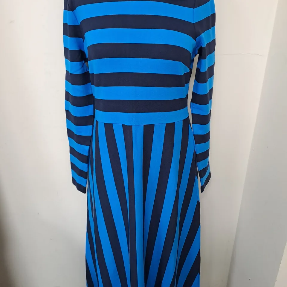 BODEN BLUE STRIPED LONG SLEEVE JERSEY DRESS - UK 12R