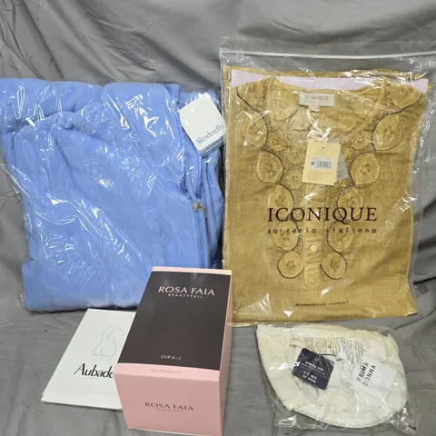 APPROXIMATELY 15 ASSORTED WOMEN'S CLOTHING PRODUCTS IN VARIOUS BRANDS TO INCLUDE ICONIQUE, ROSA FAIA, AUBADE, SLENDERELLA, PRIMA DONNA ETC