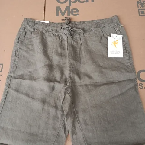 BLUE CARIBBEAN PREMIUM RESORT WEAR MEN'S LINEN DRAWSTRING TROUSERS – GREY, SIZE M/M