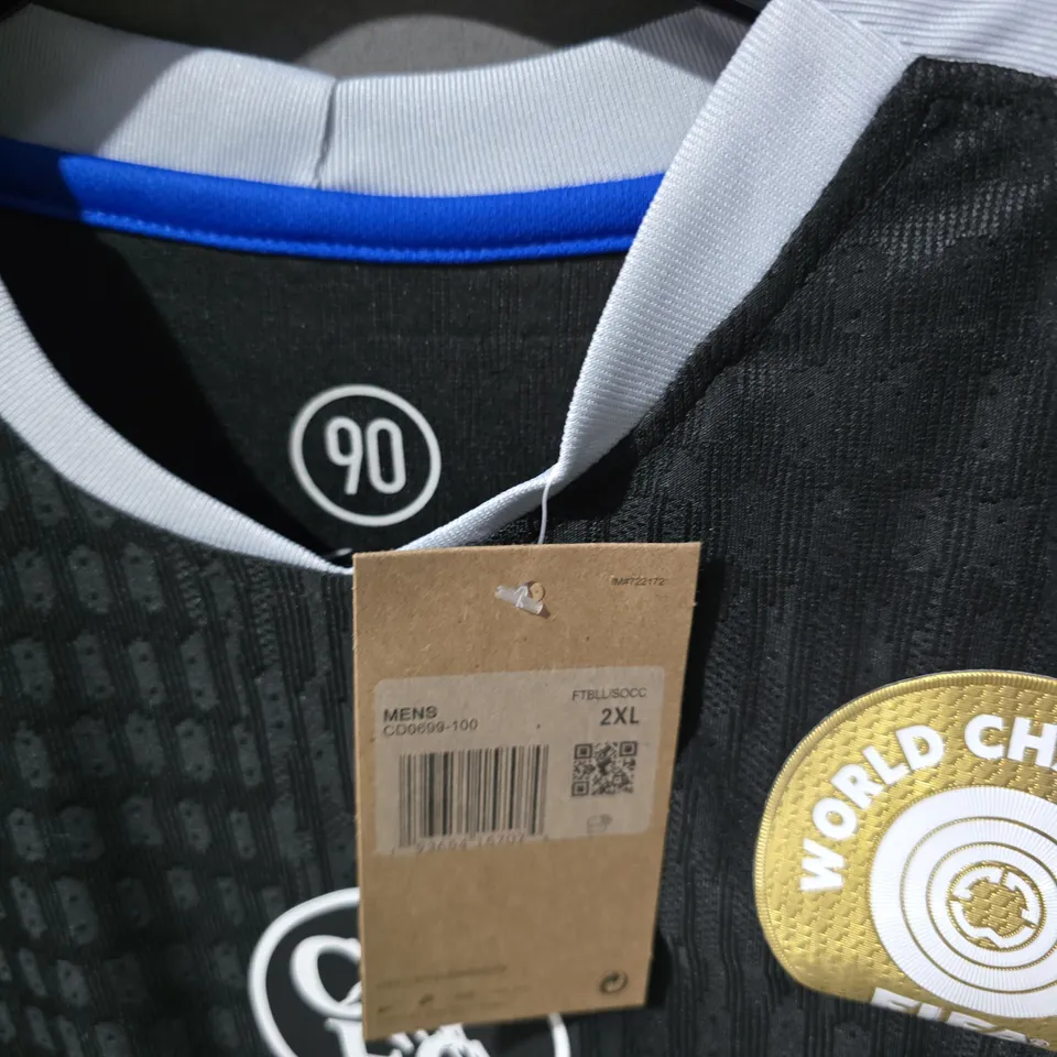 NIKE CHELSEA FC MEN'S FOOTBALL SHIRT, BLACK WITH BLUE TRIM – UK 2XL