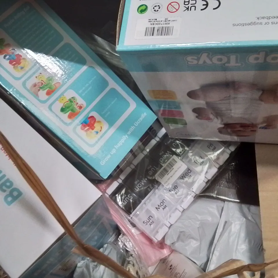 PALLET TO CONTAIN AN ASSORTMENT OF HOUSEHOLD ITEMS TO INCLUDE BABIES TOYS, MINI CHRISTMAS TREES, GLASSES AND A4 AUTOMATIC SHREDDER ECT