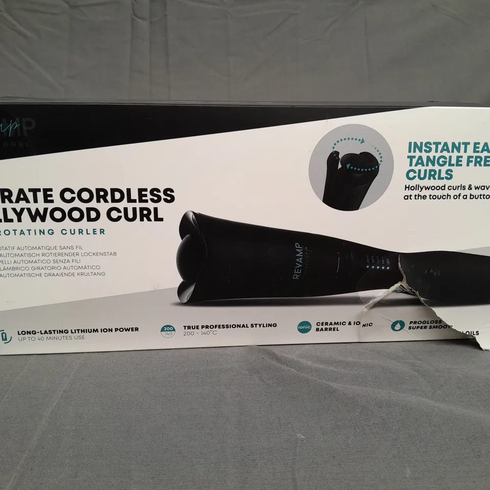 BOXED REVAMP LIBERATE CORDLESS HOLLYWOOD CURL AUTO ROTATING CURLER