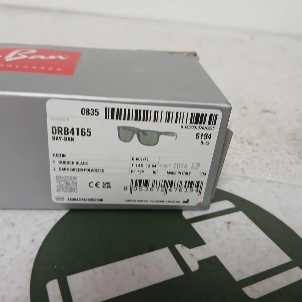 RAY-BAN JUSTIN SUNGLASSES – DARK GREEN POLARIZED (ORB4165) BOXED