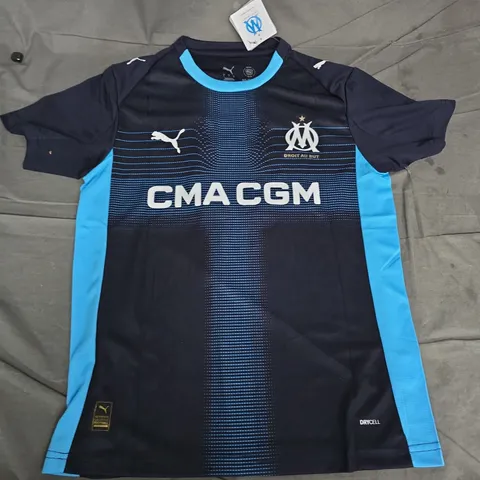OLYMPIQUE DE MARSEILLE HOME FOOTBALL SHIRT - NAVY/LIGHT BLUE, PUMA, CM-CGM SPONSOR (#17 ROWE)