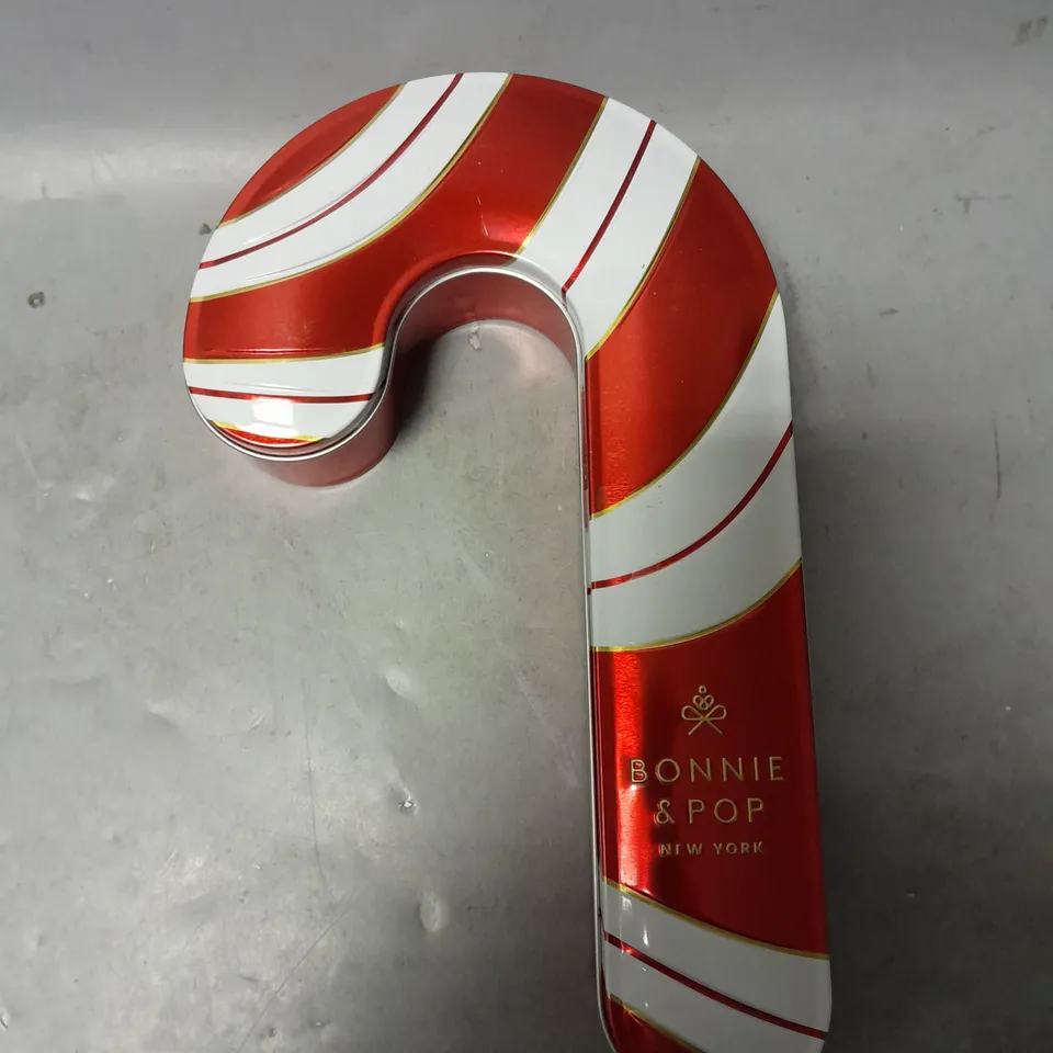 SET OF 2 BONNIE & POP CANDY CANE GIFT TIN CHOCOLATES 