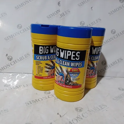 3 X BIG WIPES SCRUB AND CLEAN WIPES