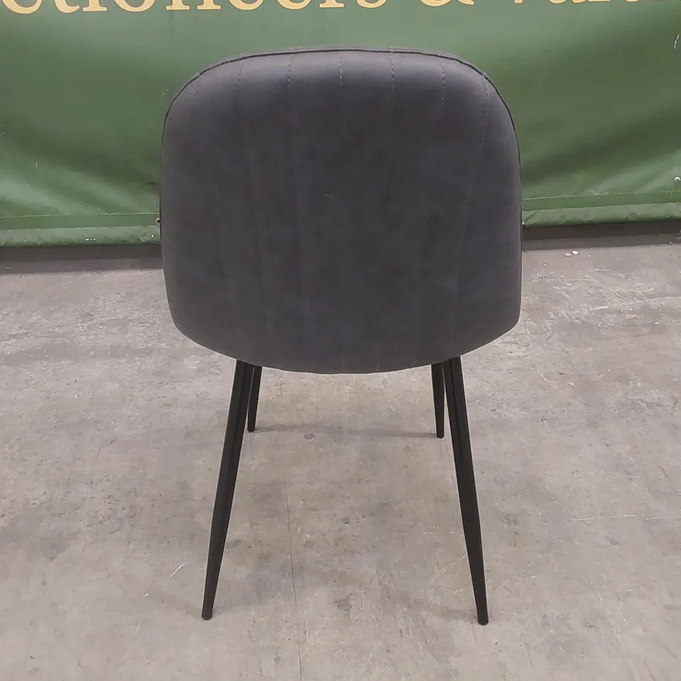 DESIGNER GREY LEATHER UPHOLSTERED DINING CHAIR 