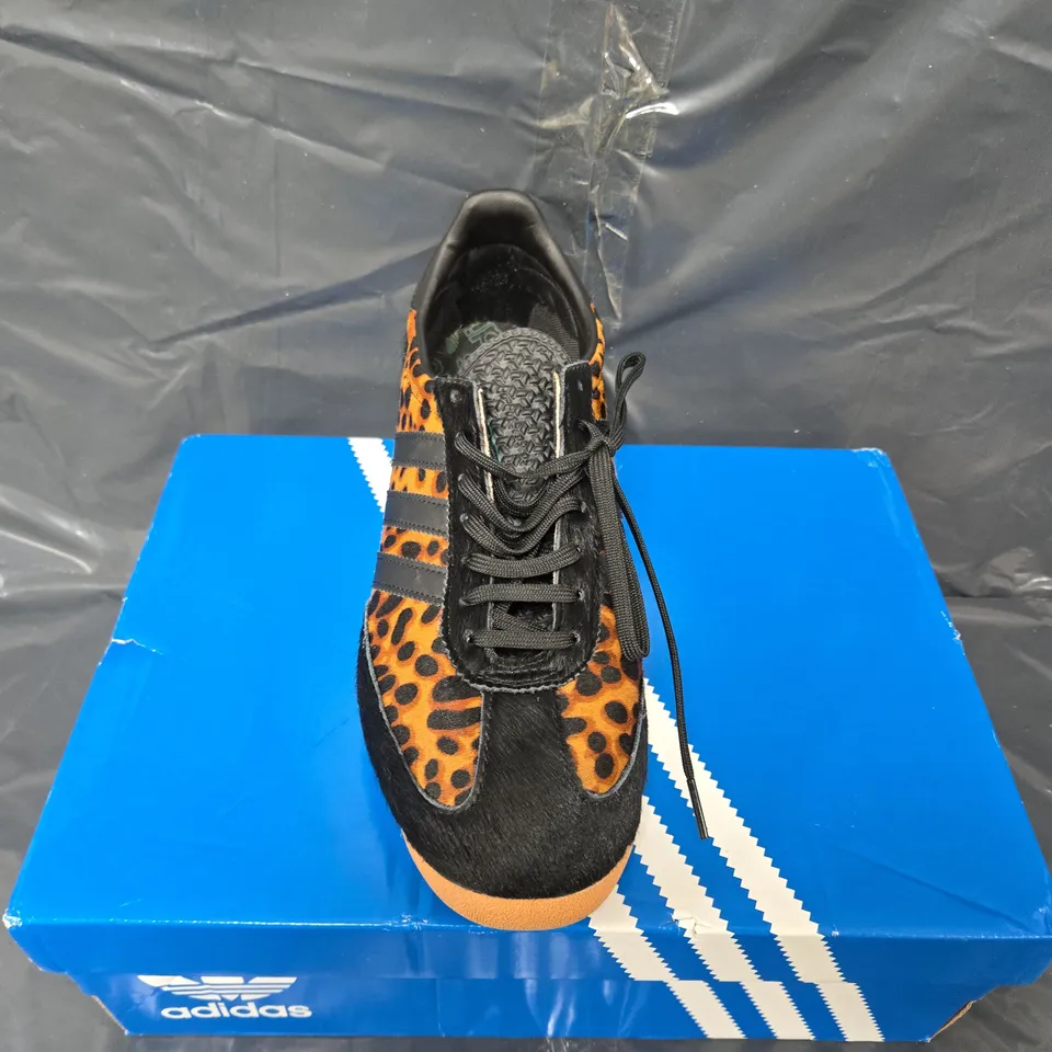 BOXED PAIR OF ADIDAS ORIGINALS SL 72 WOMENS TRAINERS IN ANIMAL PRINT MULTI - UK 7.5