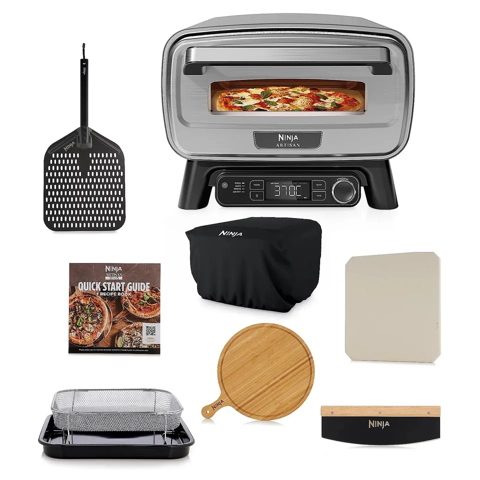 NINJA ARTISAN ELECTRIC OUTDOOR PIZZA OVEN & AIR FRYER WITH SERVEWARE ACC