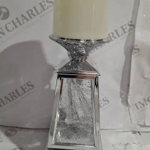 BOXED JULIEN MACDONALD FLAMELESS SWIRLING GLITTER CHRISTMAS TREE CANDLE HOLDER