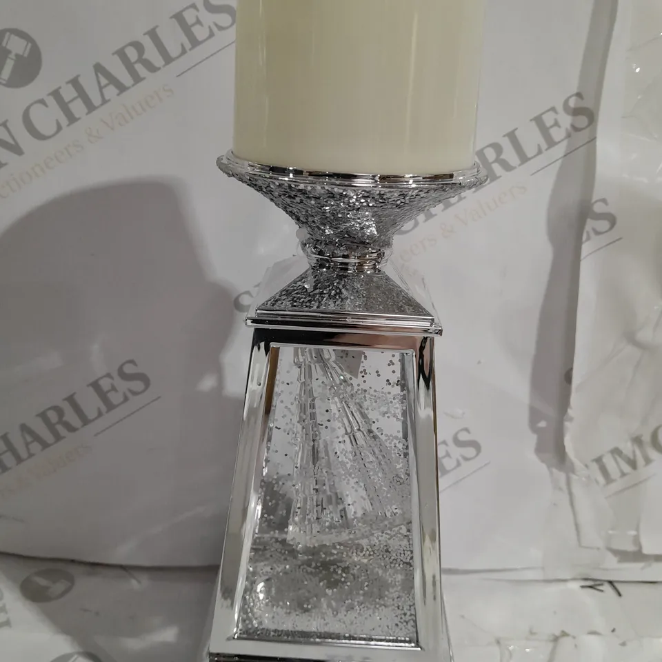 BOXED JULIEN MACDONALD FLAMELESS SWIRLING GLITTER CHRISTMAS TREE CANDLE HOLDER