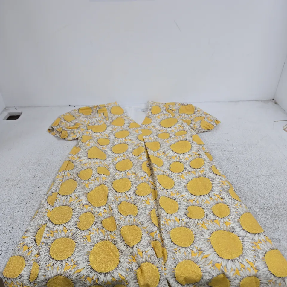 HELENE BERMAN LONDON WOMEN'S KAFTAN-STYLE DRESS, YELLOW FLORAL PRINT, UK 12