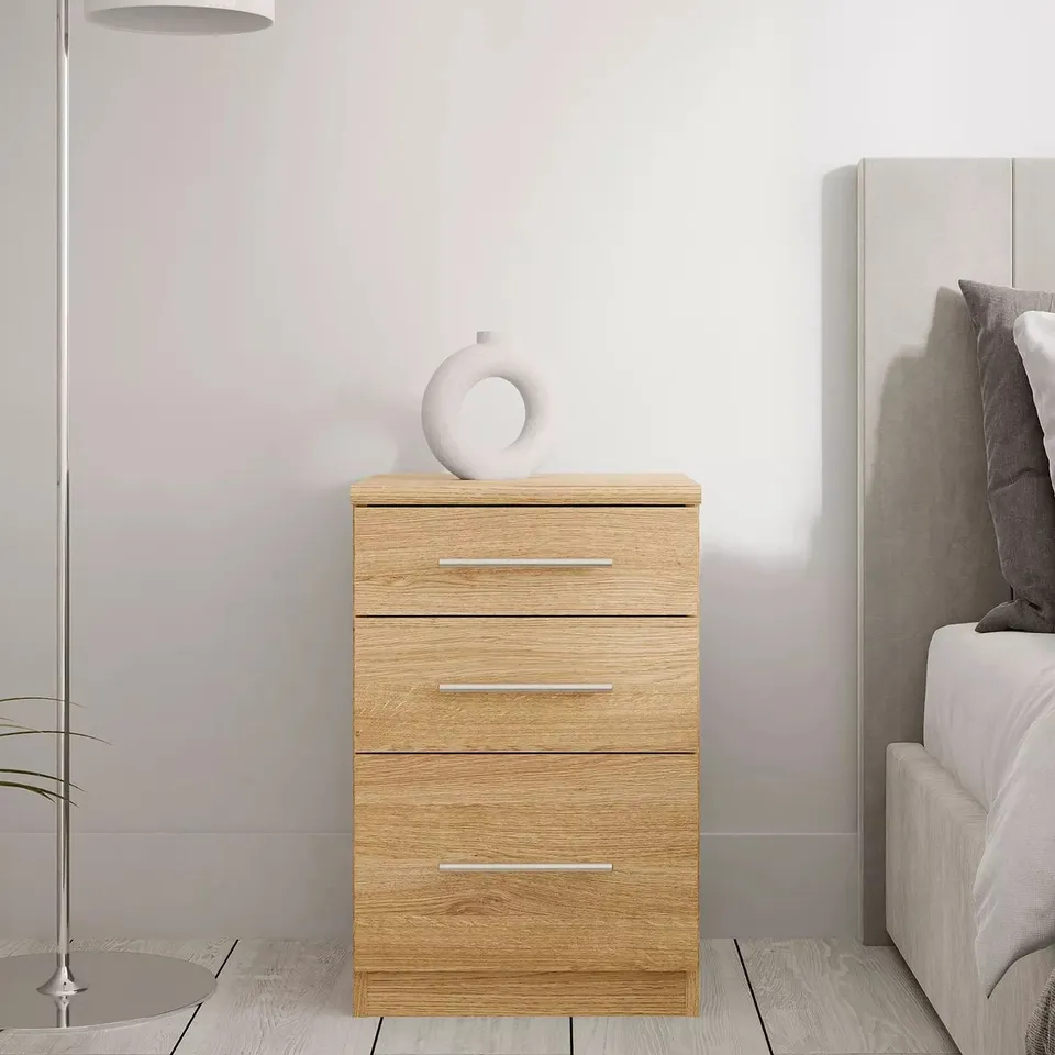 PRAGUE GRADUATED BEDSIDE CABINET NEW OAK ONE SIZE - COLLECTION ONLY