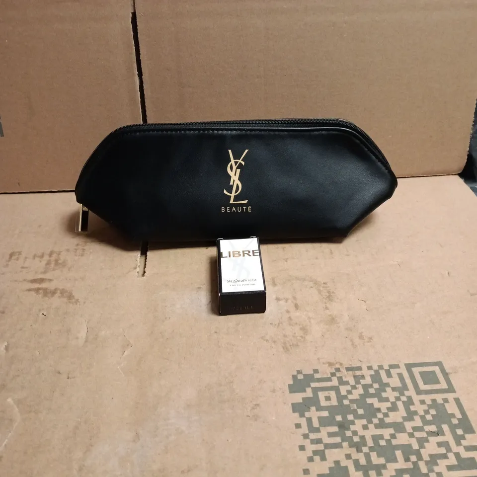 YVES SAINT LAURENT BEAUTE MAKE UP BAG WITH LIBRE EAU DE PARFUM 7.5ML