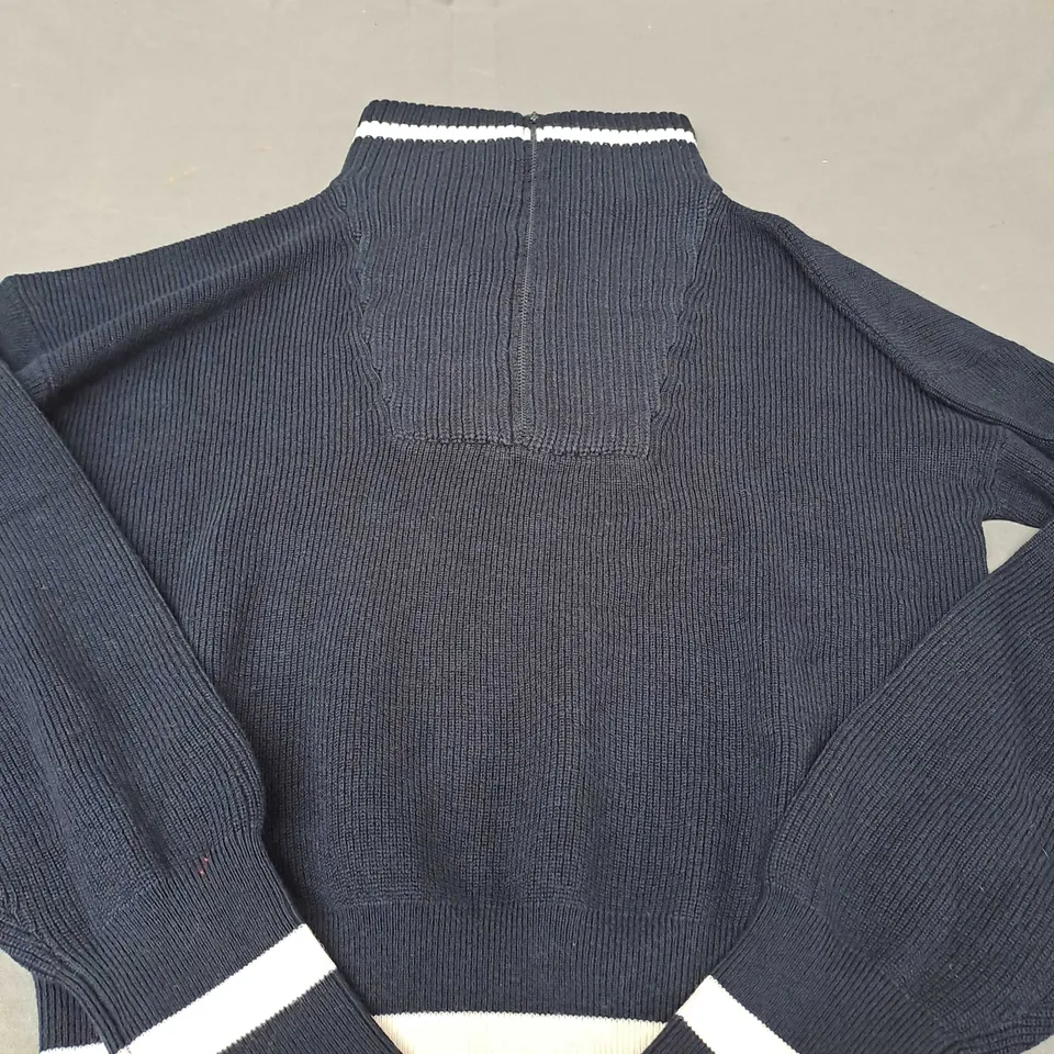 SWEATY BETTY MODERN HALF ZIP SWEATER IN NAVY - SMALL
