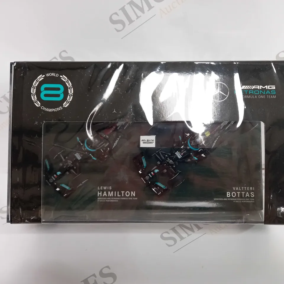BOXED MERCEDES AMG PETRONAS FORMULA ONE TEAM - LEWIS HAMILTON AND VALTTERI BOTTAS