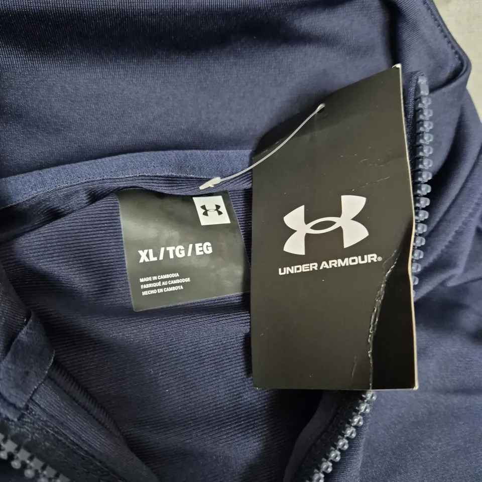 UNDER ARMOUR MENS RIVAL KNIT TRACK SUIT JACKET IN NAVY - XL