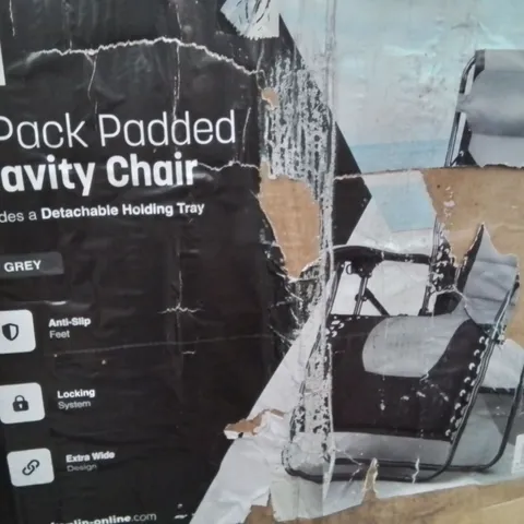 BOXED 2 PACK PADDED GRAVITY CHAIR GREY