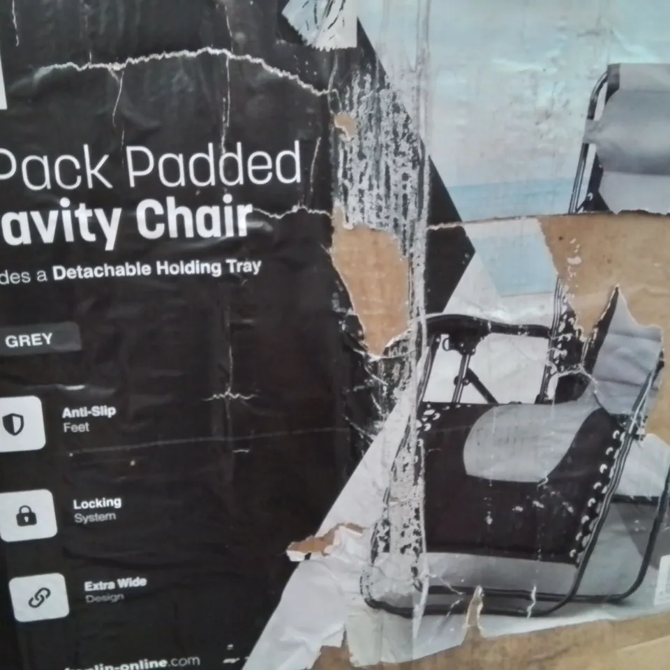 BOXED 2 PACK PADDED GRAVITY CHAIR GREY
