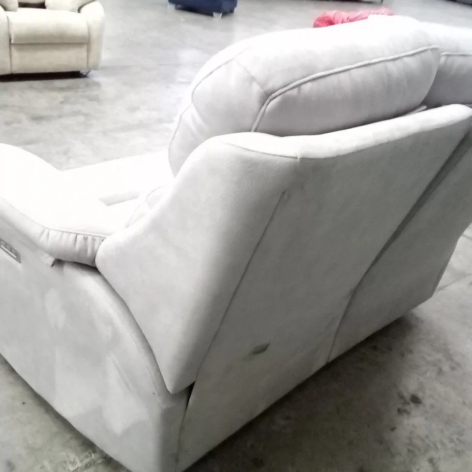 DESIGNER G PLAN KINGSBURY 2 SEATER ELECTRIC RECLINER DBL SOFA - STINGRAY PLATINUM FABRIC 