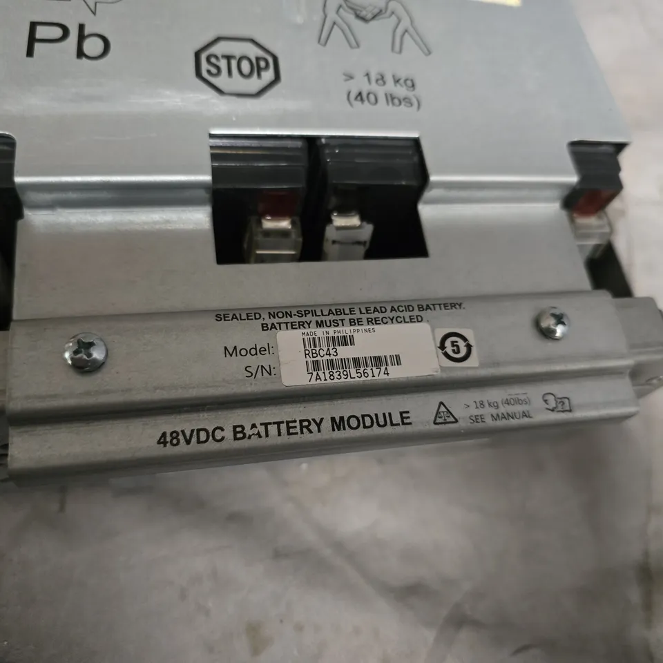 48V DC BATTERY MODULE – SEALED LEAD ACID, MODEL RBC43