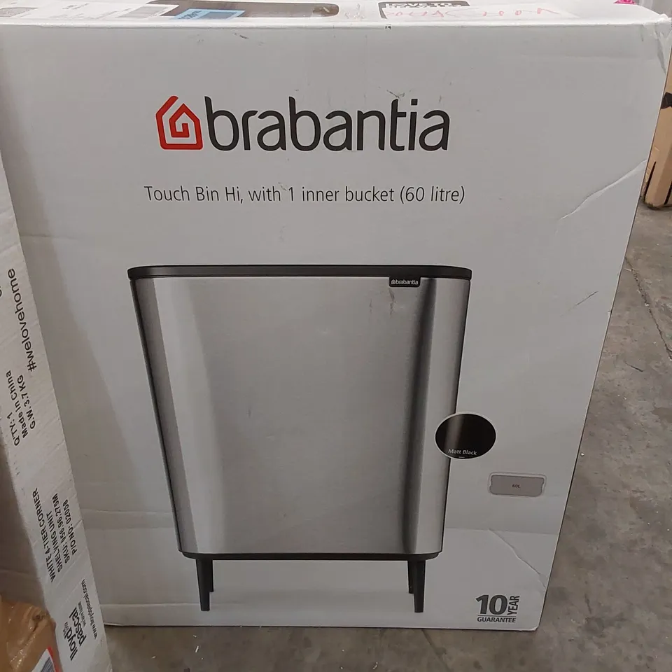 BOXED BRABANTIA BO HI 60 LITRE TOUCH BIN - MATT BLACK 