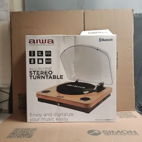 BOXED AIWA ALL-IN-ONE STEREO TURNTABLE