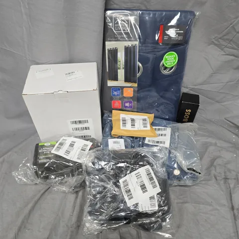 APPROXIMATELY 15 ASSORTED ITEMS TO INCLUDE ENHANCED LIVING BLOCKOUT CURTAINS, LADYBIRD STAKELIGHT, DENIM PLAYSUIT, ETC