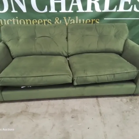 QUALITY BRITISH DESIGNER LOUNGE Co. THREE SEATER SOFA PLUSH GREEN FABRIC