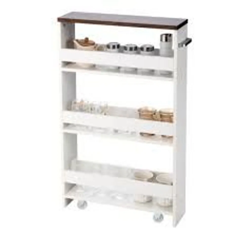 BOXED COSTWAY 4-TIER SLIDE-OUT ROLLING SLIM STORAGE TROLLEY FOR KITCHEN DINING ROOM