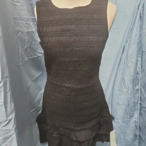 NOBODY’S CHILD BLACK HENLEY MINI DRESS, UK 10 (EU 38, USA 6) – MADE IN INDIA